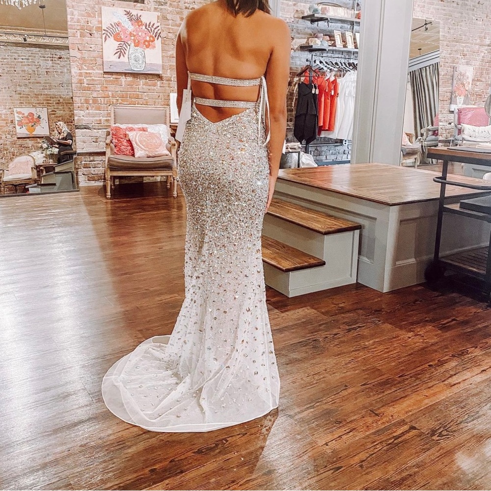 Prom dress, size 0, Jazz 6425, the color is White/ iridescent.